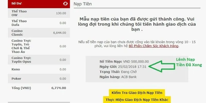 Nạp tiền DAFABET bằng QR 